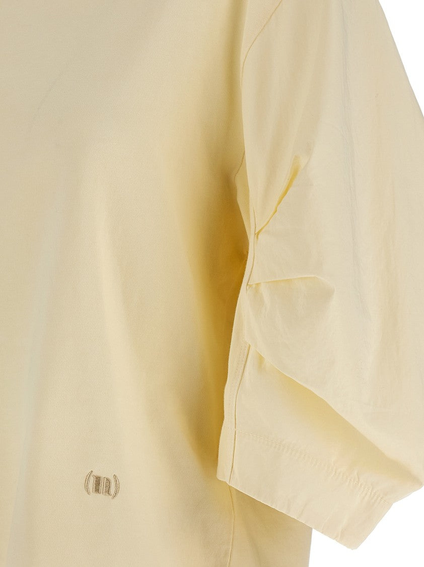 Nude Relaxed-Fit Cotton T-Shirt With Crinkled Sleeves