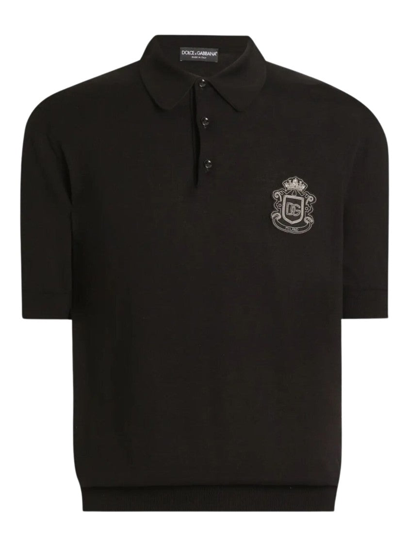 Dolce & Gabbana Black Logo Appliqué Polo Shirt