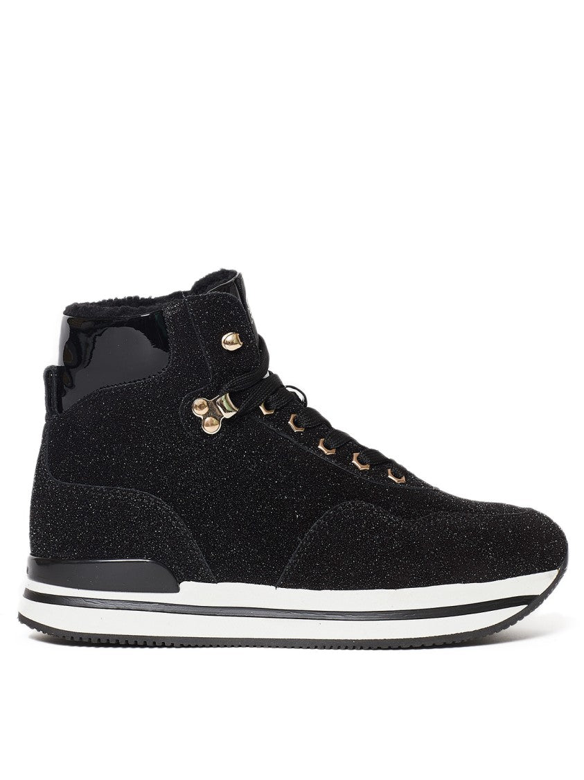 Hogan Black Suede And Lurex Sneakers