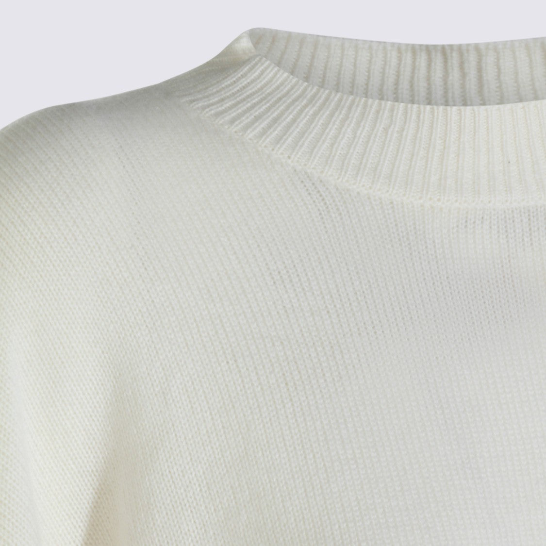 Anine Bing Fine Knit White Sweater With Classic Crew Neckline