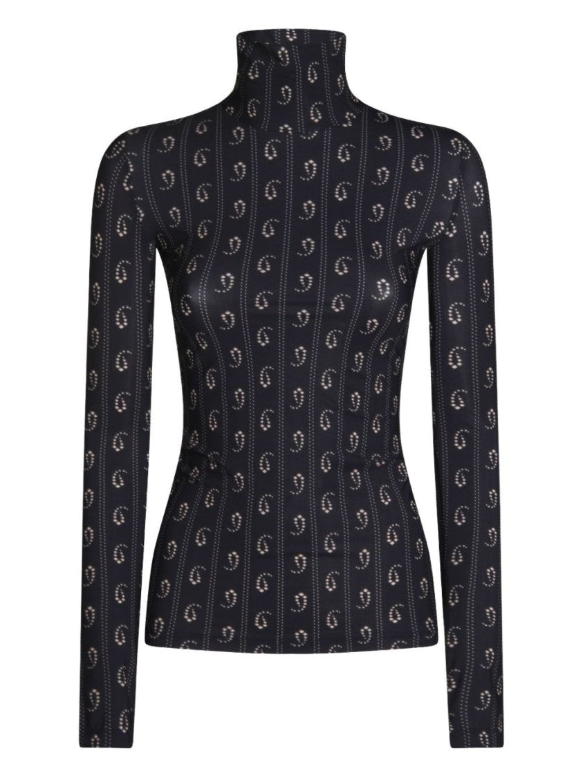 Tory Burch Fitted Long-Sleeve Top With Geometric Pattern
