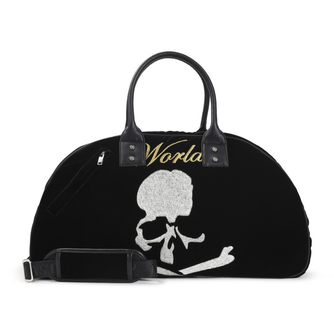 Mastermind Spacious Black Travel Bag With Embroidered Skull Motif