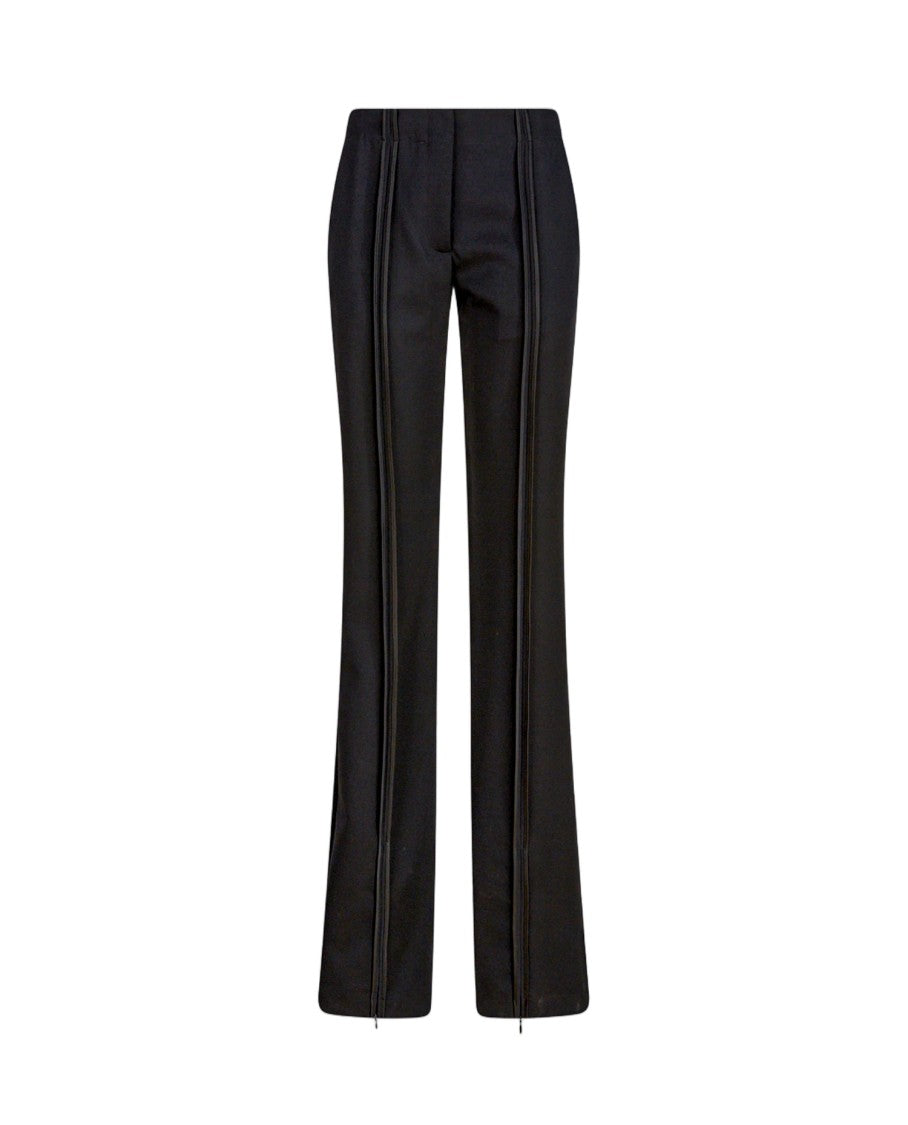 The Attico Tailored Black Wool Trousers With Vertical Detailing And Zipper Accents