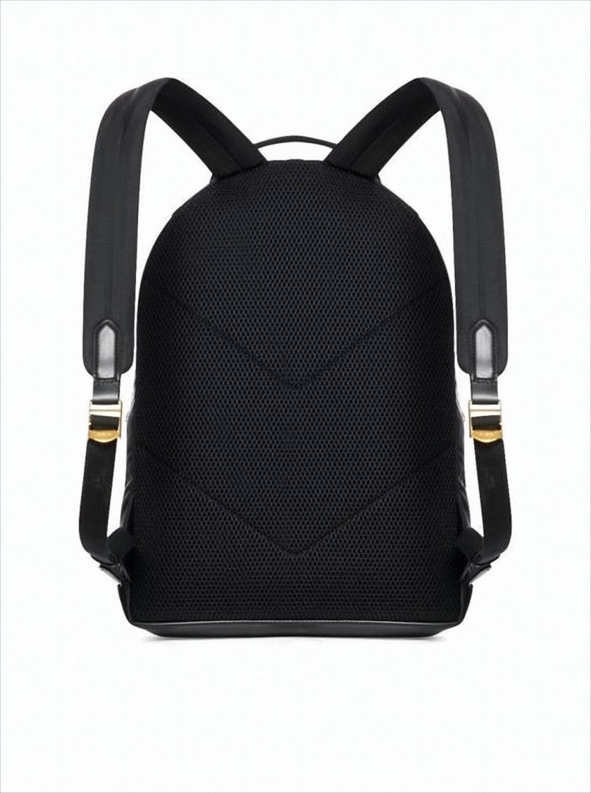 Tom Ford Structured Black Calfskin And Polyester Backpack