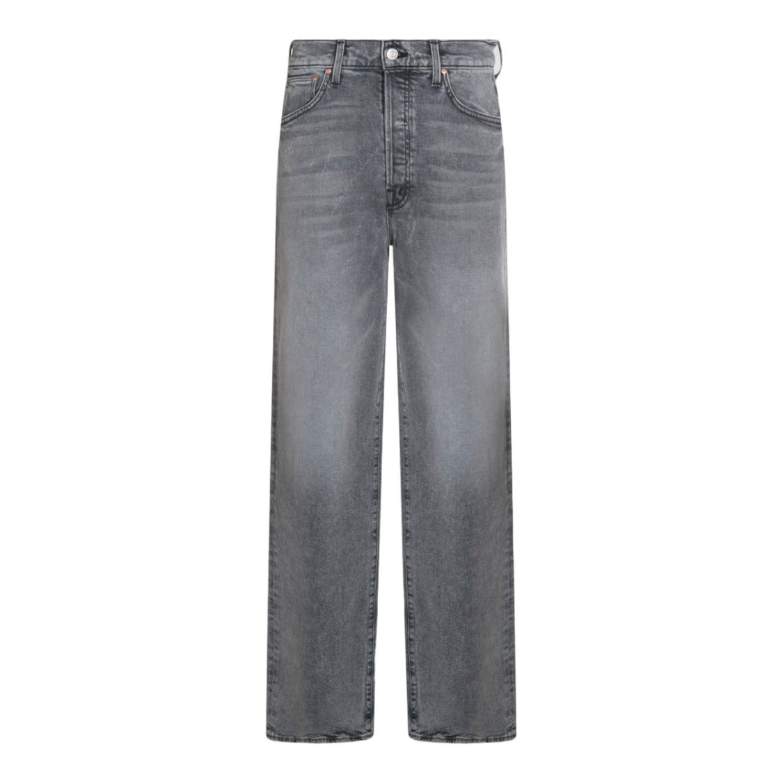 Mother Straight-Leg High-Waist Jeans With Faded Grey Wash