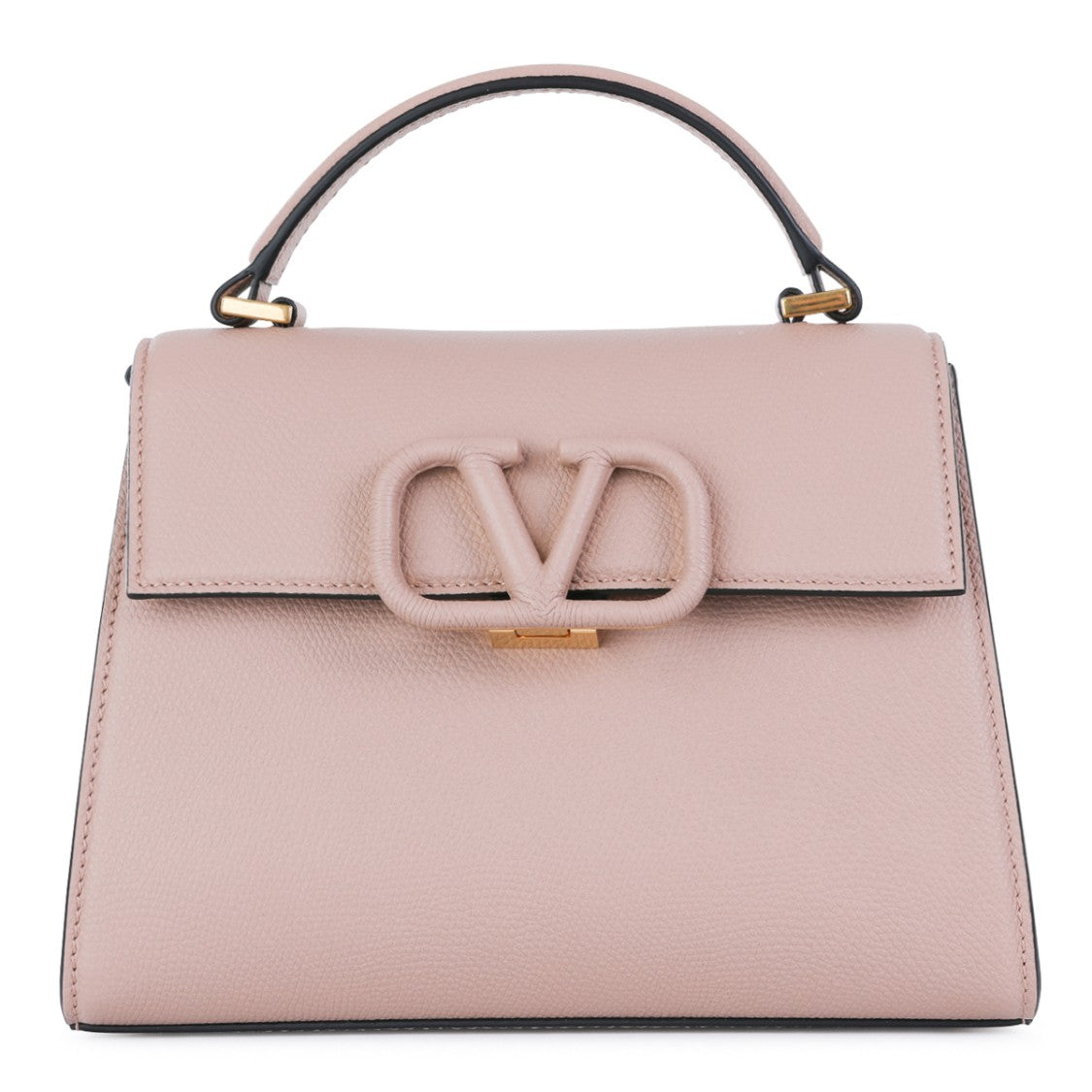 Valentino Garavani Structured Pink Leather Vsling Top Handle Bag