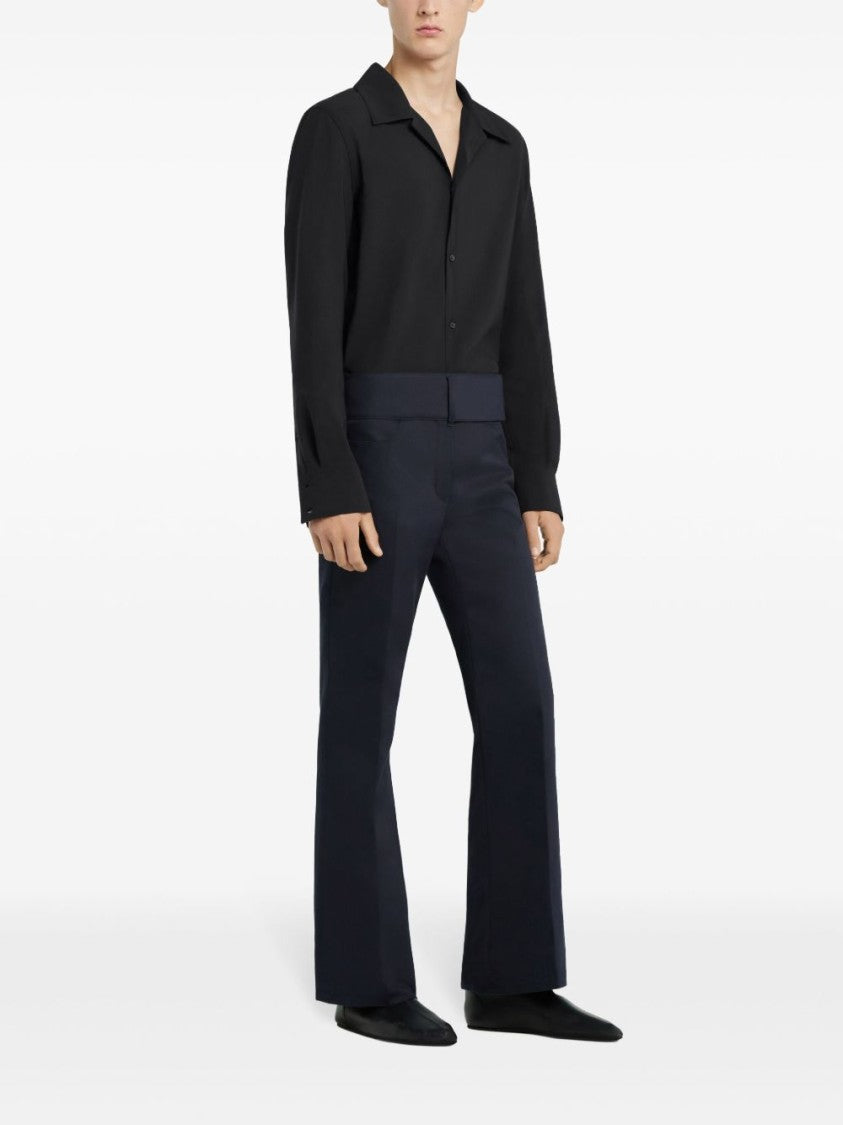 Courrèges Black Shirt With Camp Collar