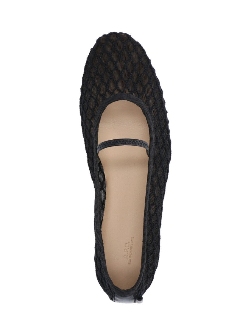 A.P.C. Swan Mesh Ballerinas Black