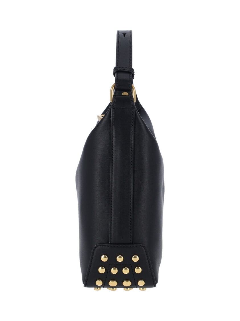 Tod's Black Metal Dots Calf Leather Shoulder Bag