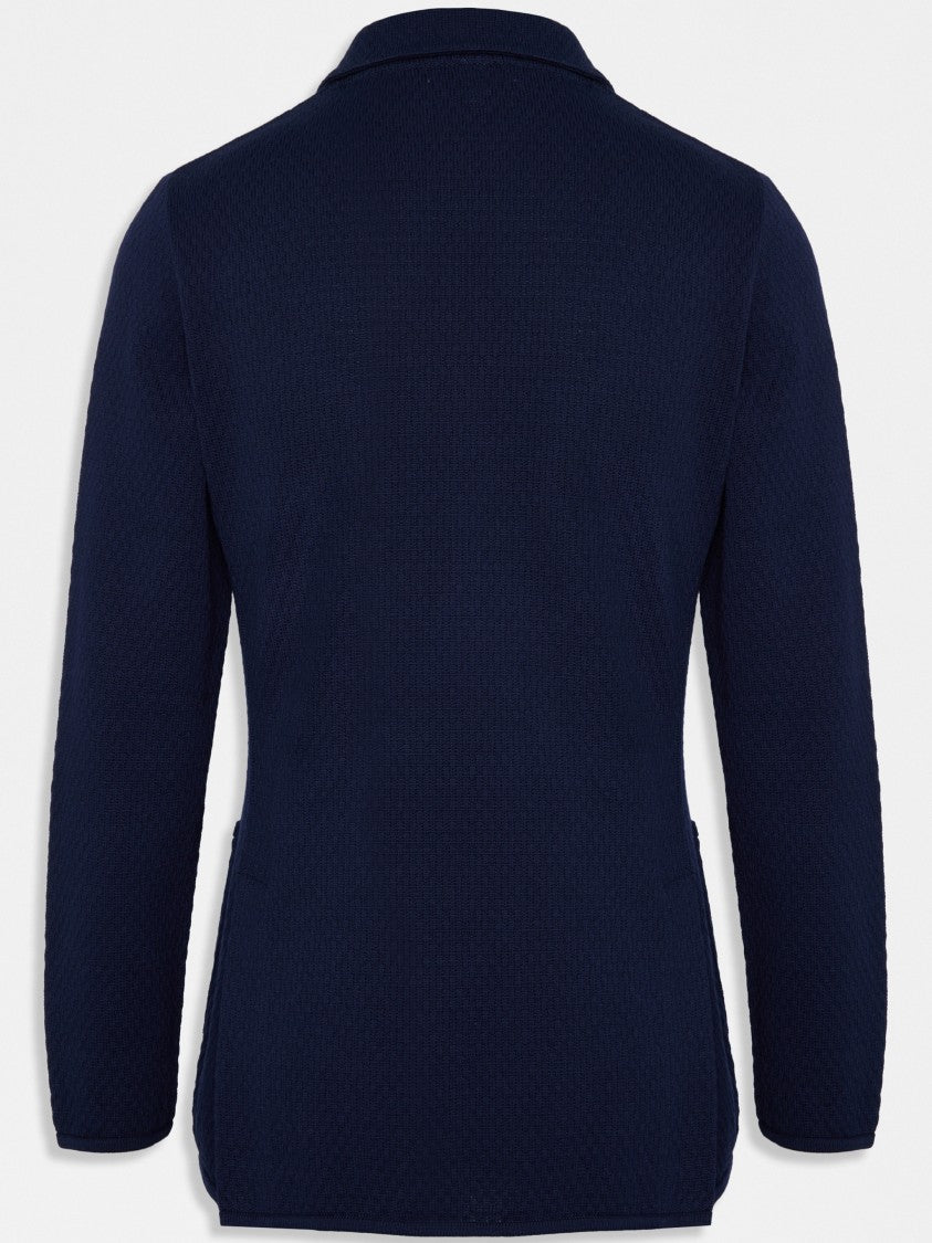 Lardini Black Knitted Double-Breasted Cotton Jacket