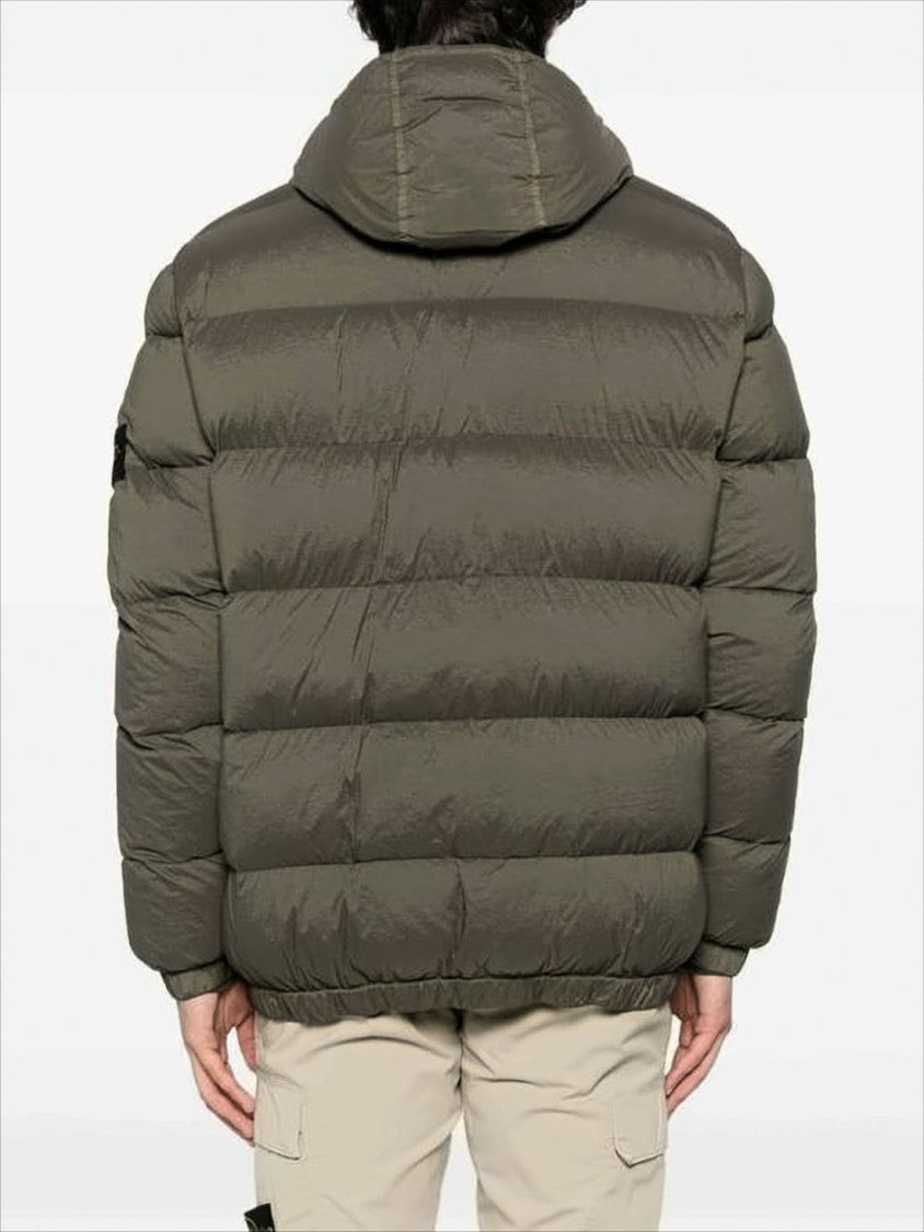 Stone Island Quilted Down Jacket With Adjustable Hood And Signature Patch