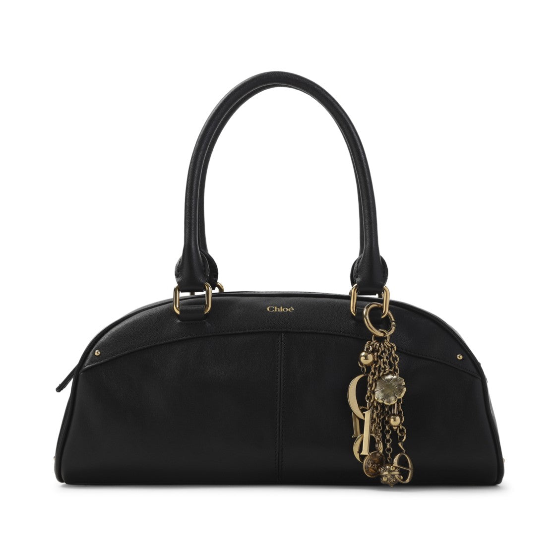 Chloé Structured Black Calf Leather Shoulder Bag