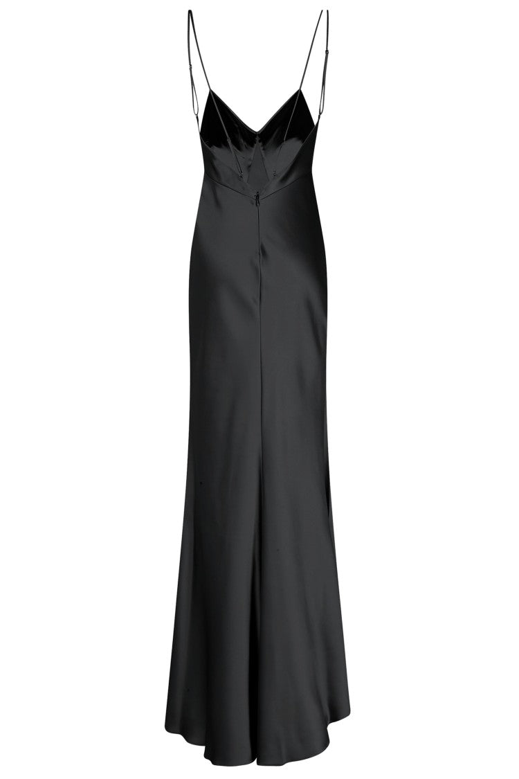 Elisabetta Franchi Black Red Carpet Plunging-Back Polyester Evening Dress