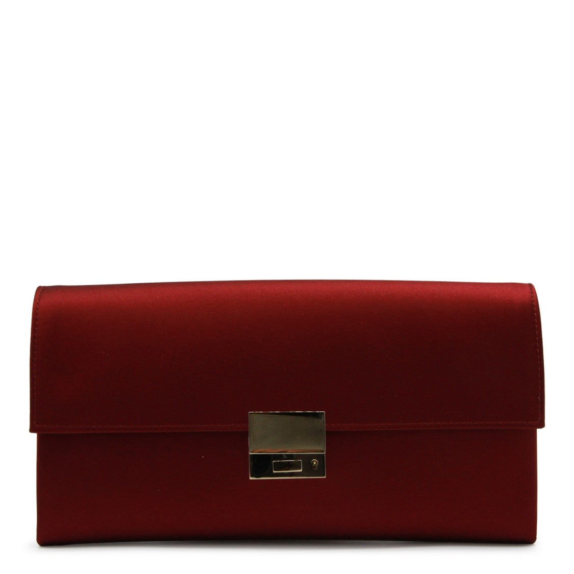 Tom Ford Rectangular Red Viscose Clutch With Gold-Tone Magnetic Closure