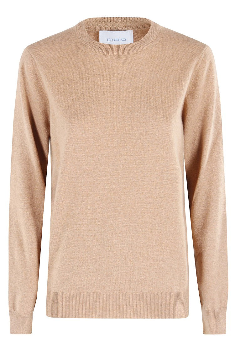 Malo Peanut-Colored Cashmere Sweater With Classic Crew Neck