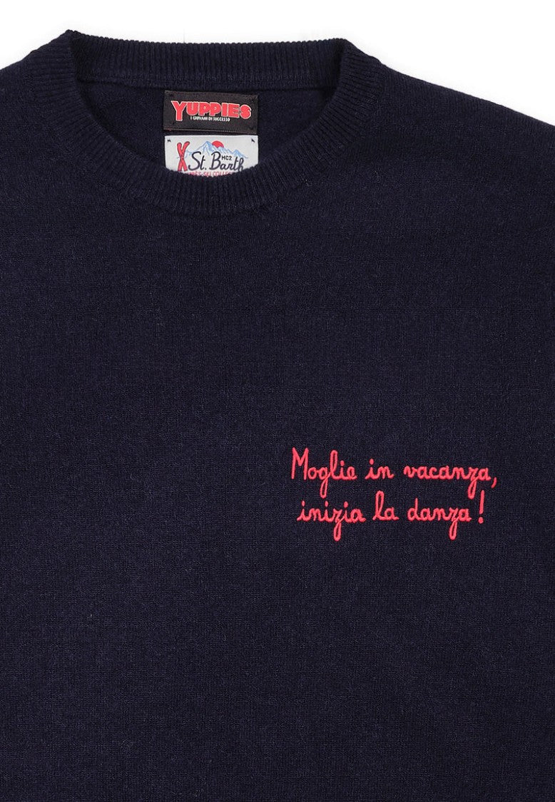 Mc2 Saint Barth Contemporary Blue Sweatshirt With Embroidered Detail