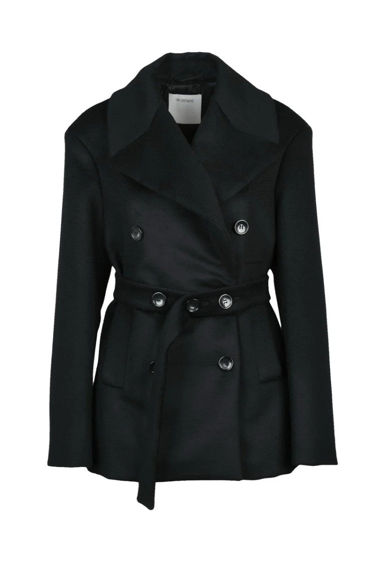Sportmax Double-Breasted Virgin Wool Coat