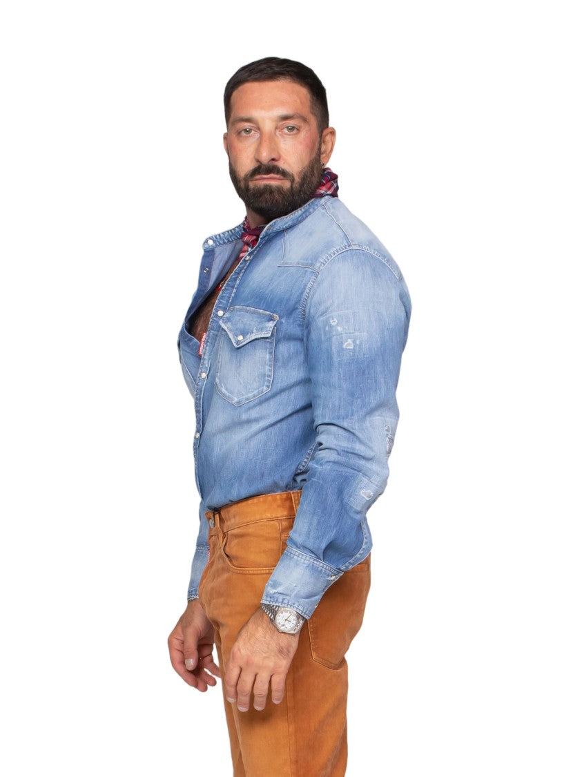Dsquared2 Canadian Distressed Denim Shirt