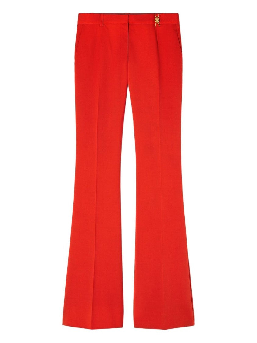 Versace Red High Waist Flared Wool Trousers