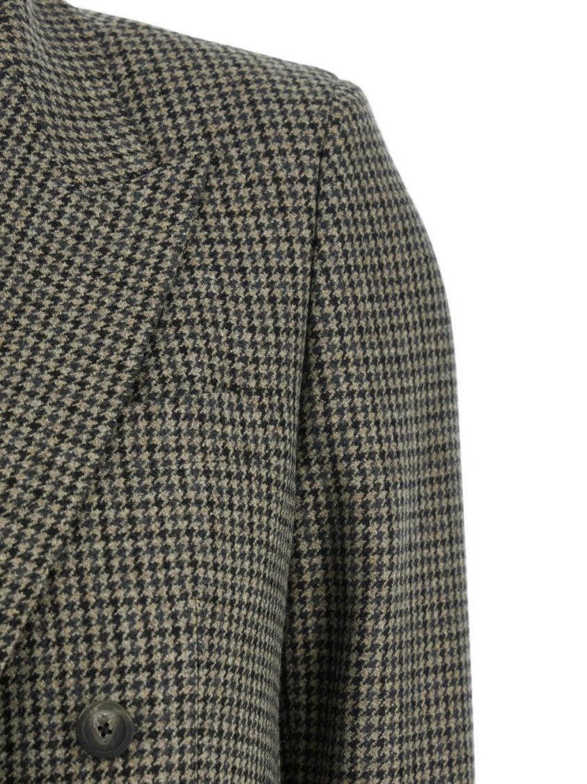Tagliatore Double-Breasted Houndstooth Coat In Virgin Wool