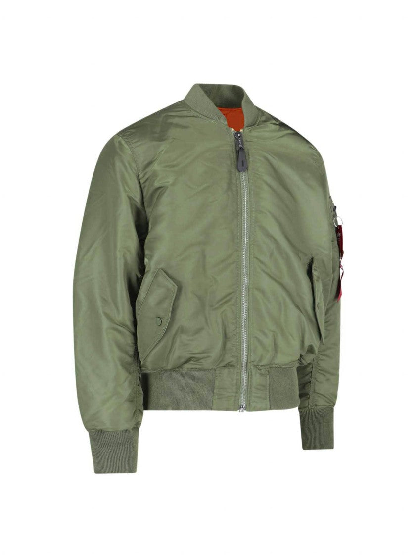 Alpha Industries Green Nylon Ma-1 Windproof Bomber Jacket