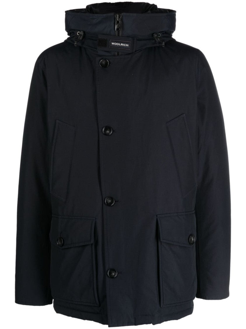 Woolrich Classic Hooded Coat With Front Button Closure