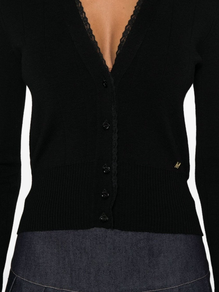 Moschino Cropped Black Wool Cardigan