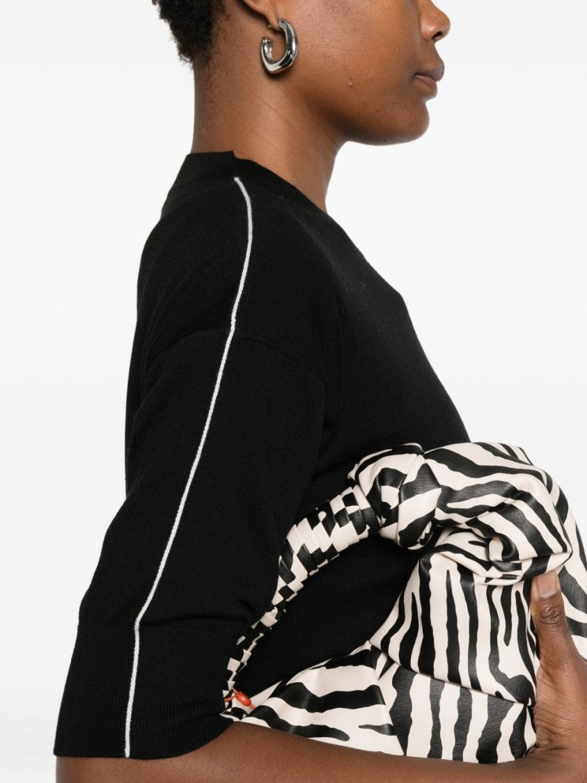 Alpha Studio Relaxed Fit Black Merino Wool Sweater