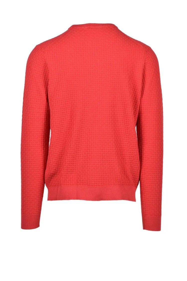 Planet Grid Red Textured Knit Shirt