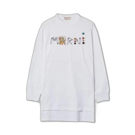 Marni Relaxed-Fit Long-Sleeved Cotton Top With Multicolored Embroidery