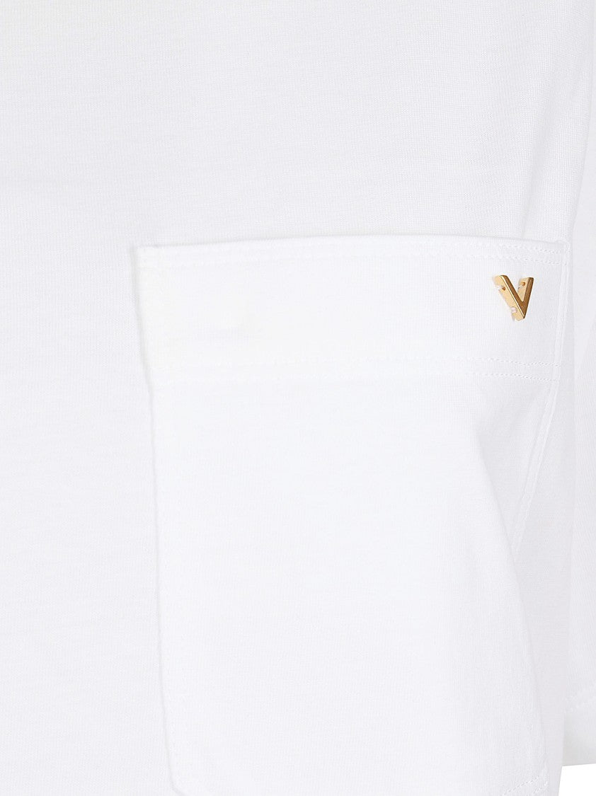 Valentino Garavani White Short-Sleeve T-Shirt With Metallic Emblem