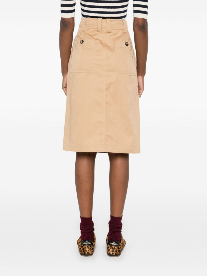 A.P.C. Almond Beige Cotton Poplin Skirt