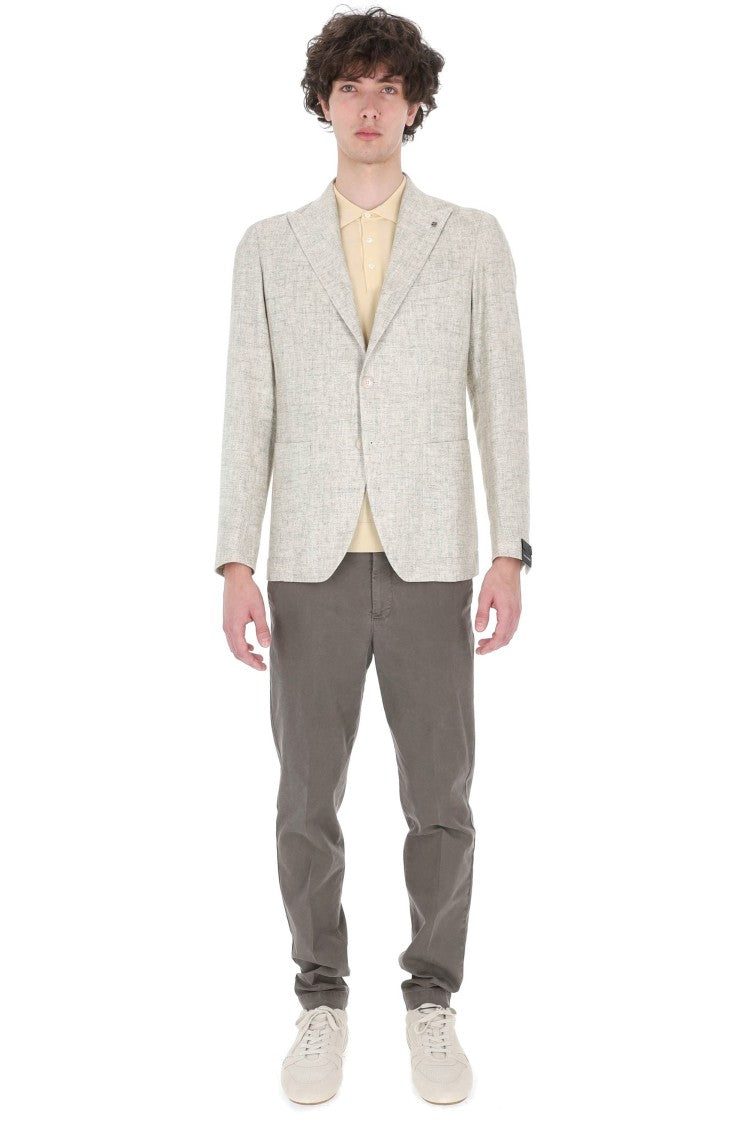 Tagliatore Montecarlo Textured Viscose-Cotton Blazer