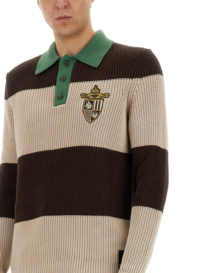 Fendi Ribbed Cotton Jersey Polo