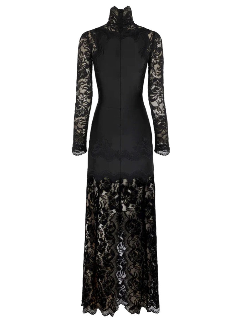 Rabanne Lace Polyamide Sheer Sleeve Maxi Dress