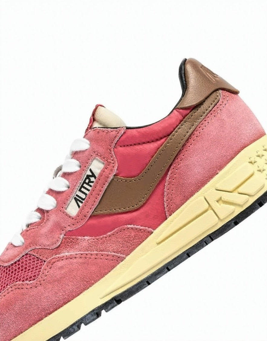 Autry Retro-Inspired Pink Suede And Mesh Sneakers