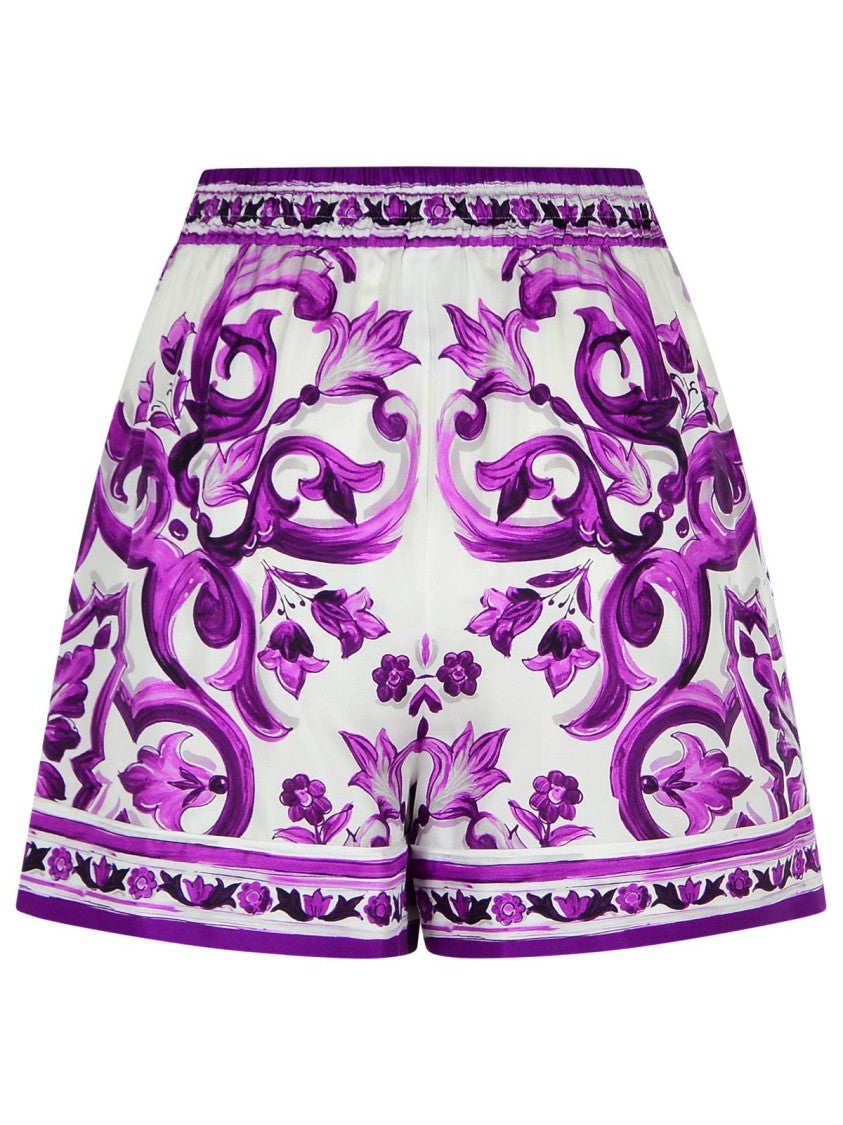 Dolce & Gabbana Shorts In Majolica Print Silk Twill