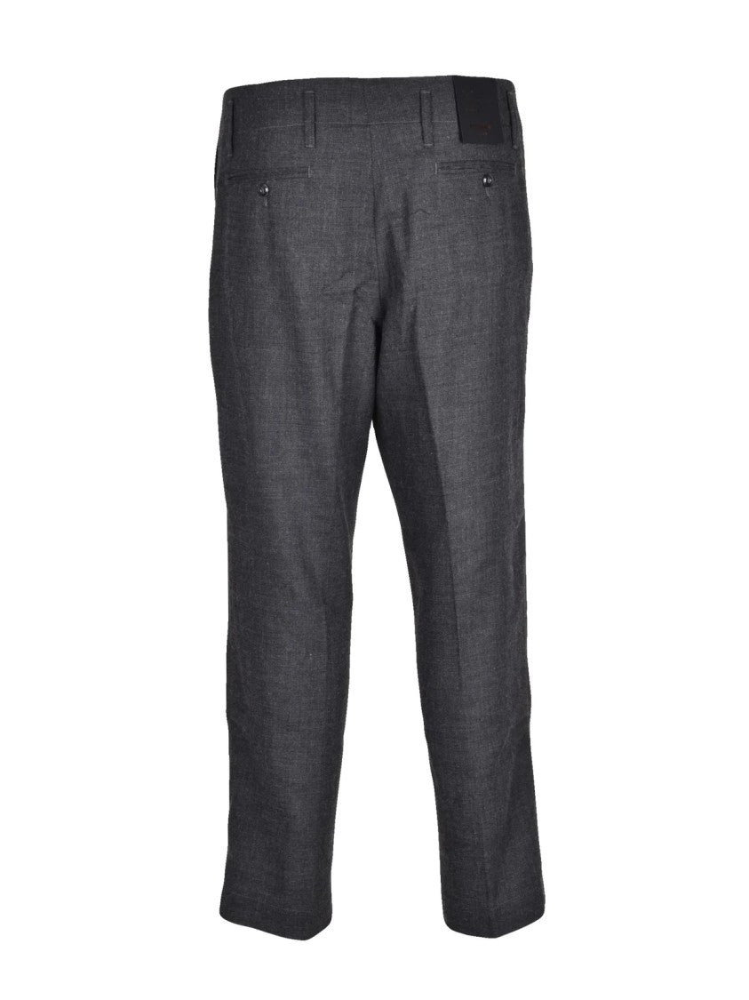 Officina 36 Dark Grey Wool-Blend Pants