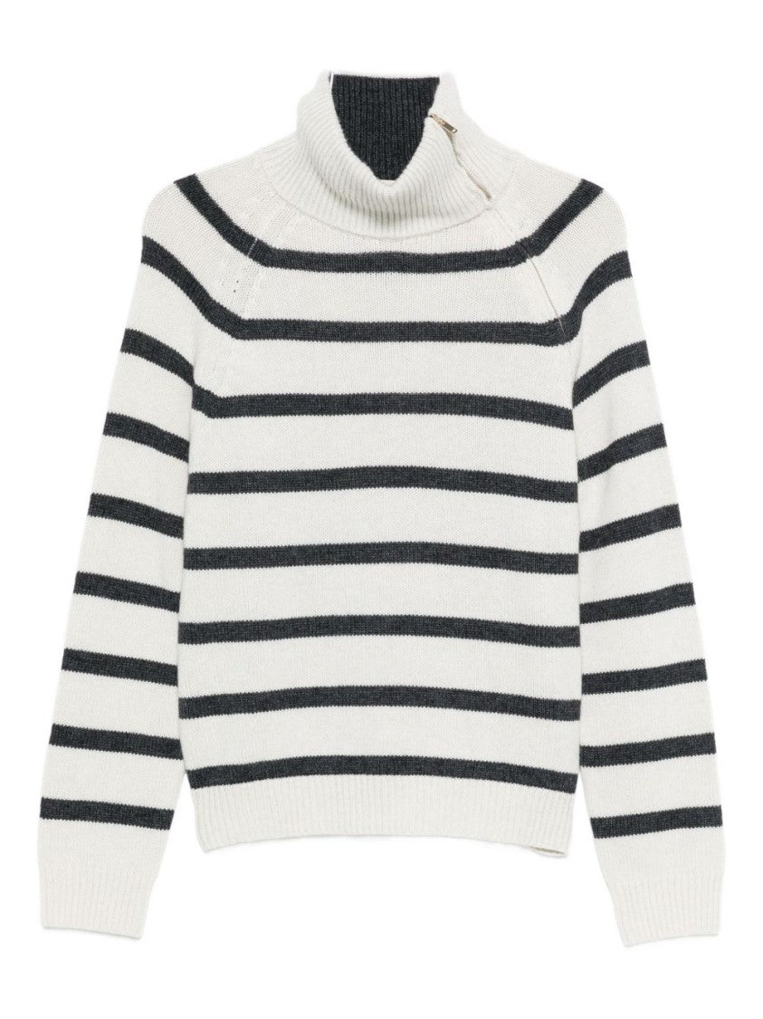 Semi Couture Knitted Sweater With Ribbed Turtleneck And Striped Detailing