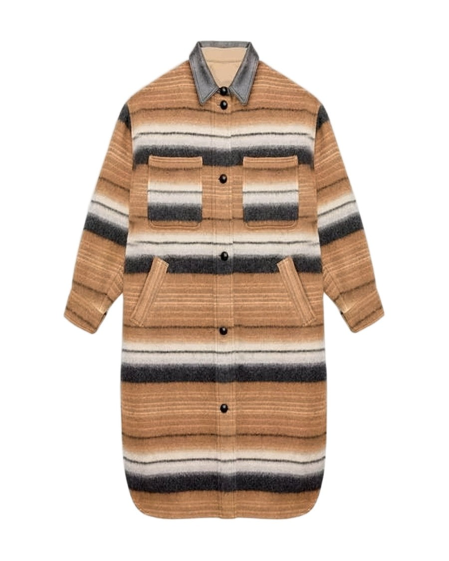 Isabel Marant Striped Short Coat With Button-Down Front