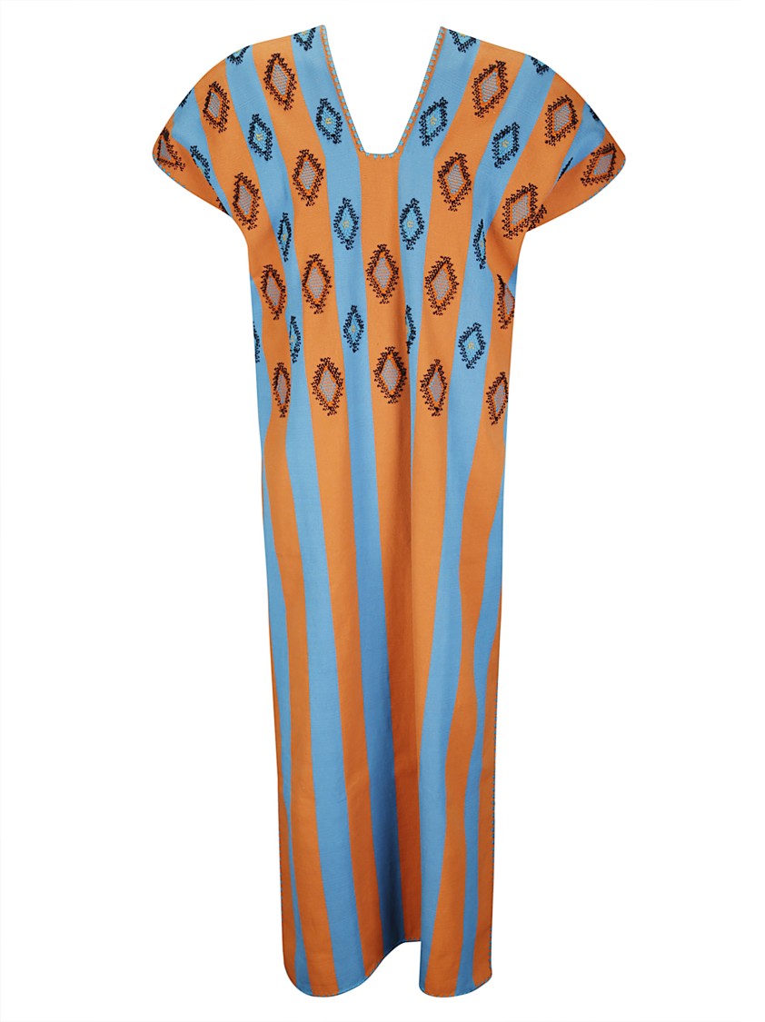 Tan Dem Short-Sleeved Cotton Kaftan