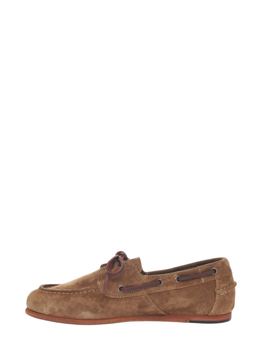 Sebago Brown Suede Lace-Up Flat Loafers