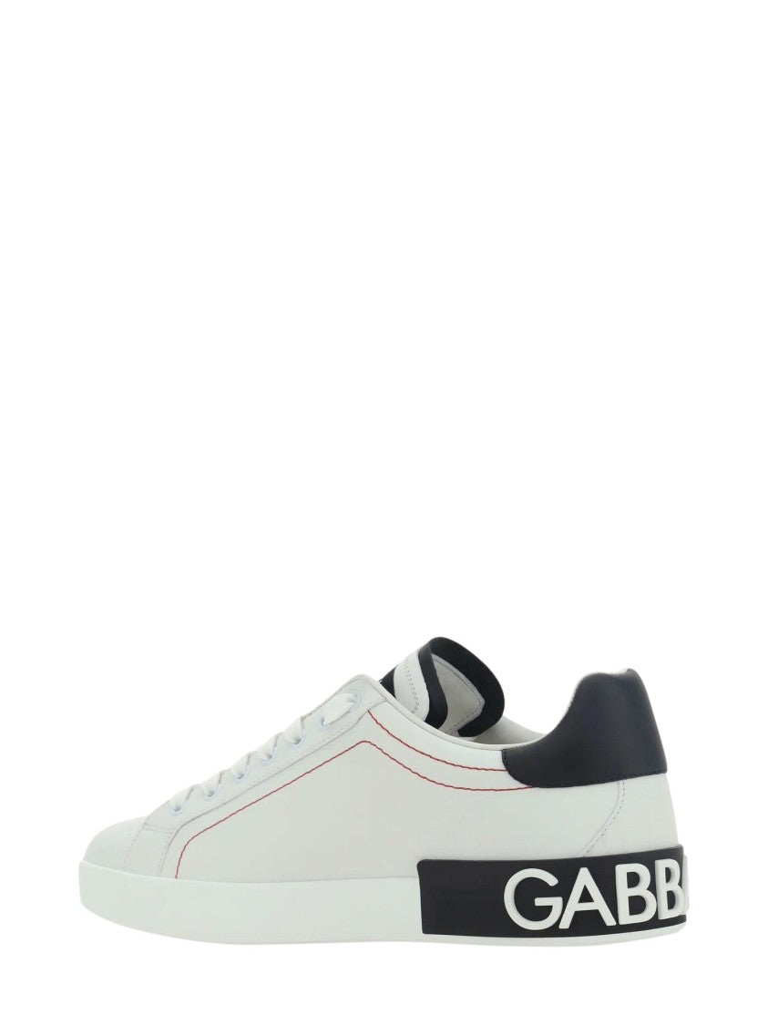 Dolce & Gabbana Low-Top Sneakers In Smooth Vitello Leather With Contrasting Details
