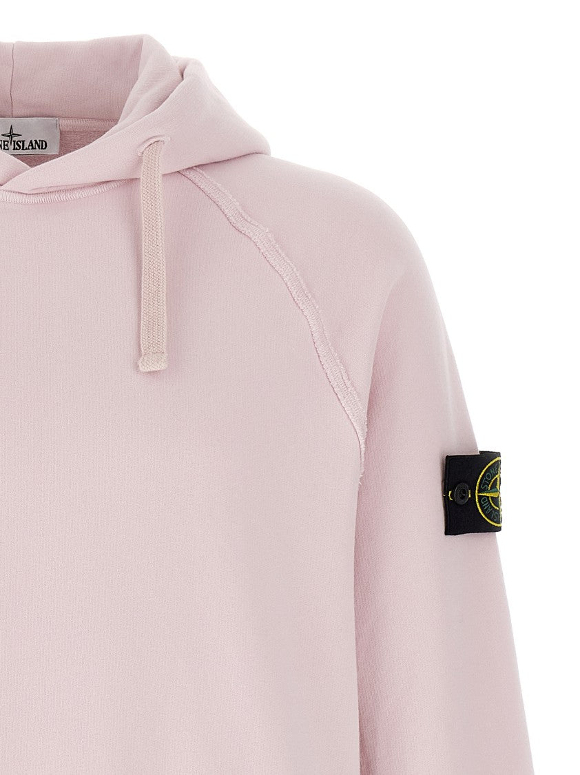 Stone Island Oversized Fleece Hoodie With Logo Badge And Drawstring Hood