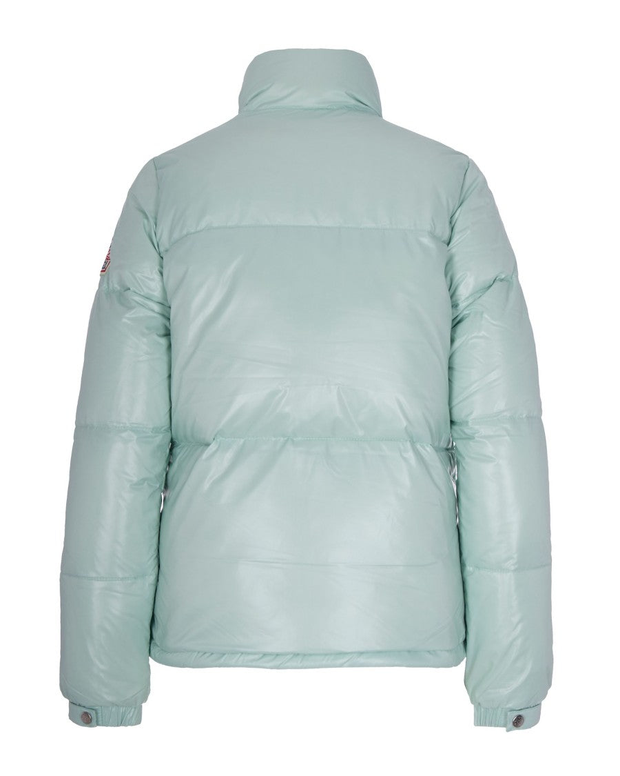 Pyrenex Fitted Shiny Nylon Puffer Jacket With Contrast Back Yoke