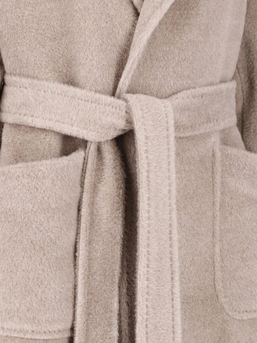 Tagliatore Brown Charlize Alpaca Virgin Wool Belted Coat