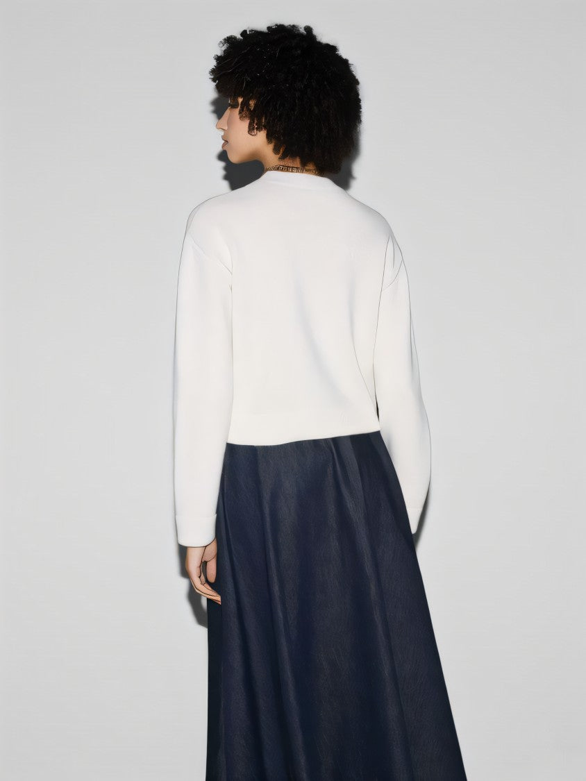 Gucci Cropped White Wool Sweater