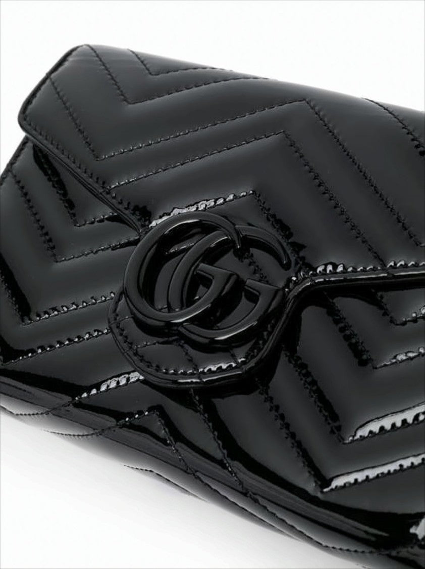 Gucci Chevron Quilted Patent Leather Shoulder Bag