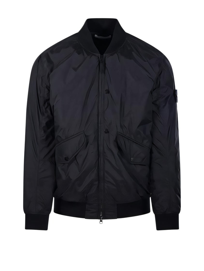 Stone Island Zip Front Jacket With Oversized Fit
