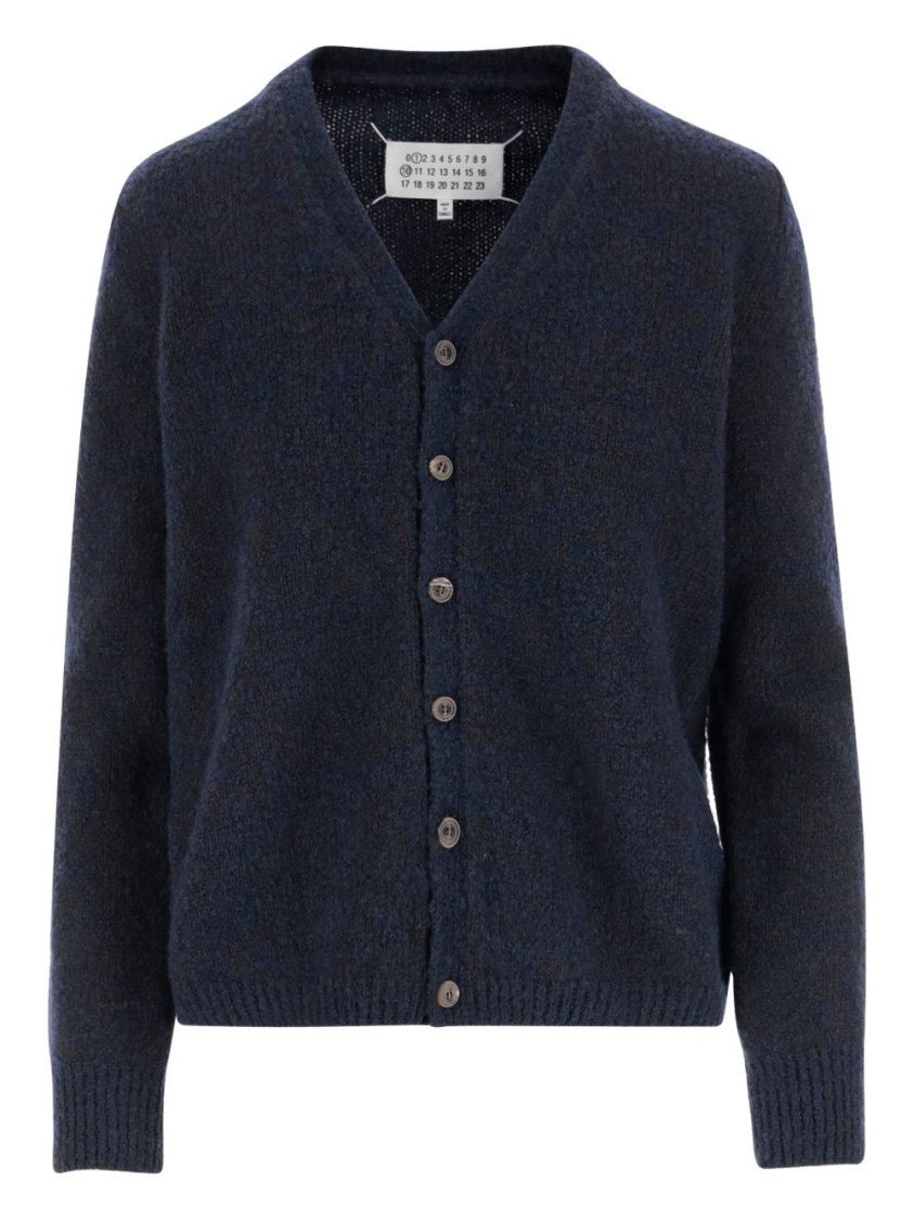 Maison Margiela Cardigan Sweater With Deep V-Neckline And Tapered Sleeves